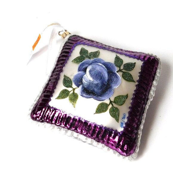 Lot of 3 Glass Pillow Ornaments by Ornaments to Remember Purple and Red NIB - Picture 8 of 13